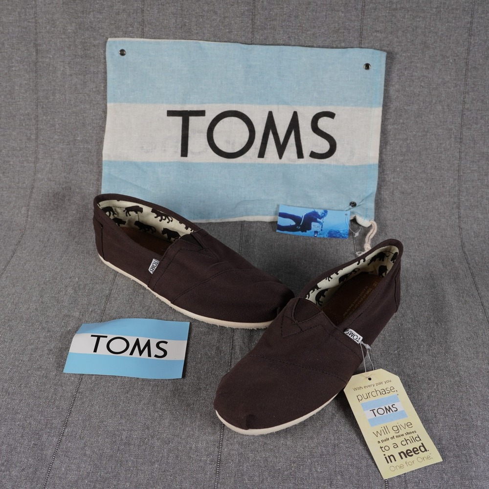 TOMS Classic Alpargata Canvas Womens 9.5 Slip On Choco‎ Brown Casual Shoes